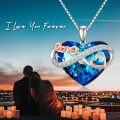 wholesale TOUPOP Infinity Love Heart Necklaces For Women Sterling Silver Infinity Heart Pendant Necklace With Blue Heart Crystal Anniversary Christmas Birthday Valentines Mothers Day Jewely Gifts For Women -0-1