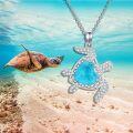 wholesale 925 Sterling Silver Turquoise Heart Sea Turtle Pendant Necklace for Women Mom Gifts-0-1