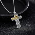 wholesale 925 Sterling Silver Filigree Cross Pendant with Gold Crown of Thorns and Jesus Face Design - Religious Jewelry for Men & Women-0-2