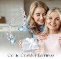 wholesale Sterling Silver Moonstone Celtic Crawler Earrings with Intricate Designs, Hypoallergenic Elegant Gift for Women-0-4