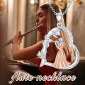 wholesale 925 Sterling Silver Heart-Shaped Pendant with Flute Player Design and Cubic Zirconia Stones - 18 Chain Necklace for Women & Girls-0-2
