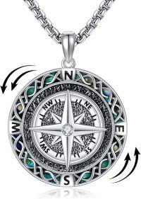 wholesale 925 Sterling Silver Viking Compass Pendant Norse Jewelry for Men Women Gifts -spinning compass