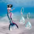 wholesale 925 Sterling Silver Teardrop Blue Agate Mermaid Drop Earrings Gift for Her-0-5