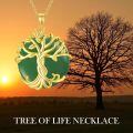 wholesale 925 Sterling Silver Tree Of Life Pendant Necklace Wholesale With Green Gemstone-0-19