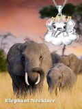 wholesale 925 Sterling Silver Colorful Crystal Elephant Flower Crown Pendant Necklace for Women Girls -0-4