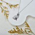 wholesale  925 Silver & Stone Siamese Cat Pendant Necklace, Adjustable 18-22 Chain, Realistic Pet Jewelry Gift for Cat Lovers-0-2
