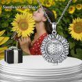 wholesale 925 Sterling Silver Sunflower Pendant with Flower of Life Design - Nature-Inspired Gift for Her-0-2