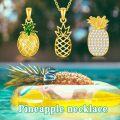 wholesale Gold 925 Sterling Silver Pineapple Pendant Necklaces (Set of 3) with Cubic Zirconia and Enamel Accents-0-1