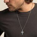 wholesale 925 Sterling Silver Baseball Player Sports Cross Necklace with Philippians 4:13 Pendant for Men-0-1
