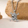 wholesale 925 Sterling Silver Pirate Skull Crossbones Pendant Necklace for Men & Women-0-3