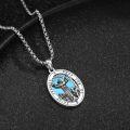 wholesale 925 Sterling Silver Turquoise St Francis of Assisi Medal Prayer for Us Wolf & Deer Charm Necklace-0-1