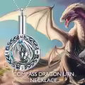 TOUPOP Sterling Silver Blue Crystal Eagle Dragon Phoenix Bear Cremation Urn Necklace-0-1