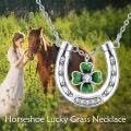 wholesale Sterling Silver & Four-Leaf Clover Horseshoe Pendant Necklace - 0.8 Luck Charm Gift for Women, 18+2 Chain-0-4