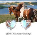wholesale 925 Sterling Silver Heart-Shaped Horse Head Stud Earrings with Blue Enamel and Rose Gold Accents-0-4