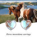 wholesale 925 Sterling Silver Heart-Shaped Horse Head Stud Earrings with Blue Enamel and Rose Gold Accents-0-4