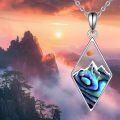 wholesale 925 Sterling Silver Abalone Shell Cubic Zirconia-Shaped Mountain & Sun Pendant Necklace-0-5