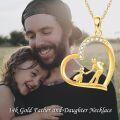 wholesale 14K Solid Gold Nickel-Free Heart Father Necklace, Hypoallergenic High Polish Gift for Women-0-4