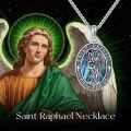 wholesale 925 Sterling Silver Archangel Raphael Necklace with Healing Stone - Handmade for Love & Harmony - Adjustable Chain, Exquisite Gift Box Included-0-1