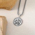 wholesale 925 Sterling Silver Wolf Paw Print Pendant Necklace  for Men Norse Viking Jewelry-0-3