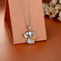 wholesale 925 Sterling Silver Elephant with Gold Flower Charm Pendant Necklace for Women-0-1