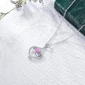 wholesale TOUPOP Forever Love Heart October Birthstone Pendant Necklaces For Women S925 Sterling Silver With Pink, Birthday Mother’s Day Jewelry Gift For Mom Daughter Wife -0-4