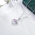 TOUPOP Sterling Silver Pink Opal Pendant Necklace For Women Birthday Mother's Day Gift-0-4
