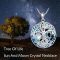 wholesale 925 Sterling Silver Blue ABALONE SHELL & CRYSTAL TREE OF LIFE NECKLACE FOR WOMEN-0-5