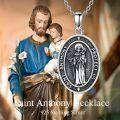 wholesale 925 Sterling Silver Saint Anthony Oval Pendant Necklace-0-1