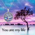 wholesale 925 Sterling Silver Tree Of Life Blue Abalone Shell Pendant Necklace-0-4