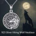 wholesale 925 Sterling Silver Wolf Head Pendant Necklace Norse Runes Viking Jewelry for Men Women Gifts-0-4