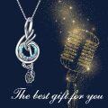 wholesale 925 Sterling Silver Music Note Pendant Necklace with Circle Crystal for Women Girls Student Teacher Birthday Christmas Mothers Day Gifts-0-9