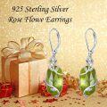 wholesale Sterling Silver Rose Flower Earrings with Natural Gemstone Fine Jewelry Gift for Her-0-9