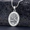 wholesale Sterling Silver Saint Medal Oval Necklace for Men Women Religious Jewelry-0-80
