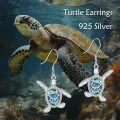 wholesale 925 Sterling Silver Turtle Abalone Shell Inlay Drop Dangle Hook Earrings for Women Girls Sea Life Ocean Animal-0-2