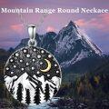 wholesale 925 Sterling Silver Round Moon & Mountains Necklace - Vintage Nature Jewelry for Women-0-2