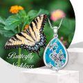 wholesale 925 Sterling Silver Teardrop Blue Stone Butterfly & Dragonfly Pendant Necklace for Women's Gifts-0-4