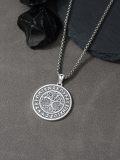 wholesale 925 Sterling Silver Norse Jewelry - Vegv¨ªsir & Tree of Life Compass Pendant with Wolf and Mjolnir Charm -0-3