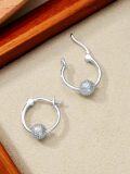 wholesale 925 Sterling Silver Hoop Earrings with Crystal Golf Ball Design - Perfect Gift for Mom on Mothers Day or Her Birthday-0-4