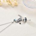 wholesale 925 Sterling Silver Moon Skull Pendant with Blue Stone and Chain for Pet Ashes Keepsake Jewelry-0-1