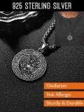 wholesale 925 Sterling Silver S925 Virgo Zodiac Necklace for Men - 3D Engraved Pendant with Box Chain (Silver)-0-4