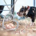 wholesale 925 Sterling Silver Heart-Shaped Pig Pendant Necklace with Cubic Zirconia Stones - Gifts for Her Him-0-4