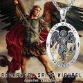 wholesale 925 Sterling Silver Saint Michael Pendant Protection Amulet Catholic Charm Necklace for Men Women Gifts 45cm Chain -0-4