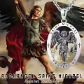 wholesale 925 Sterling Silver Saint Michael Pendant Protection Amulet Catholic Charm Necklace Wholesale for Men Women Gifts 45cm Chain -0-4