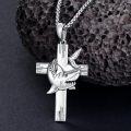 wholesale 925 Sterling Silver Shark on Cross Pendant Necklace for Women and Men - Religious  for Christmas & Birthdays-0-1