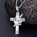 wholesale 925 Sterling Silver Shark on Cross Pendant Necklace for Women and Men - Religious  for Christmas & Birthdays-0-1