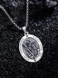 wholesale 925 Sterling Silver Oval St Christopher Prayer Pendant Necklace for Men & Women-0-3
