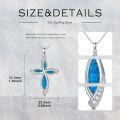 wholesale 925 Sterling Silver Blue and White Opal Cross Pendant Necklace for Women-0-5