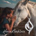 wholesale 925 Sterling Silver Horse Pendant with Cubic Zirconia Necklaces for Women and Girls-0-4