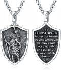 wholesale 925 Sterling Silver St Christopher Shield Pendant Necklaces for Men & Women-0-0