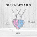 wholesale 925 Sterling Silver Best Friends Pink & Blue Enamel Heart Pendants Necklaces Set for Two Women Gift-0-3